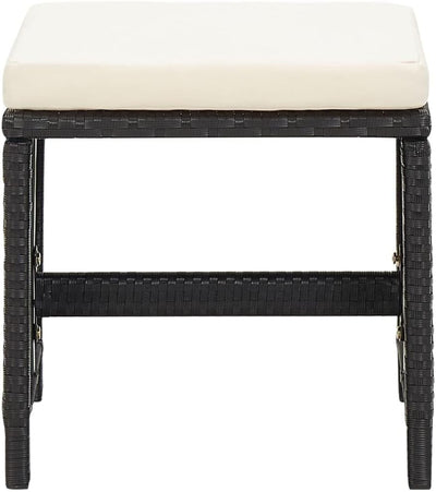 homiuse 40,5x40,5x35 cm Gartenhocker 4 STK. mit Sitzkissen Poly Rattan Schwarz Fussbank Rattan Hocke