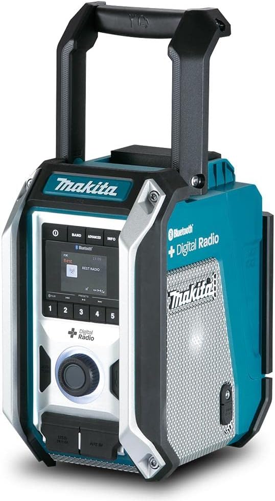 Makita DMR115 Akku-Baustellenradio (ohne Akku, ohne Ladegerät), Türkis, Schwarz, Silber & DTM52Z Akk