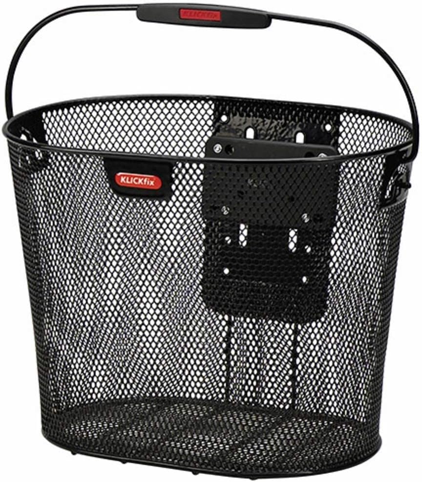 KLICKfix Farradtasche Oval Plus Korb Lenkerkorb, Schwarz, 25 x 36 x 27 cm