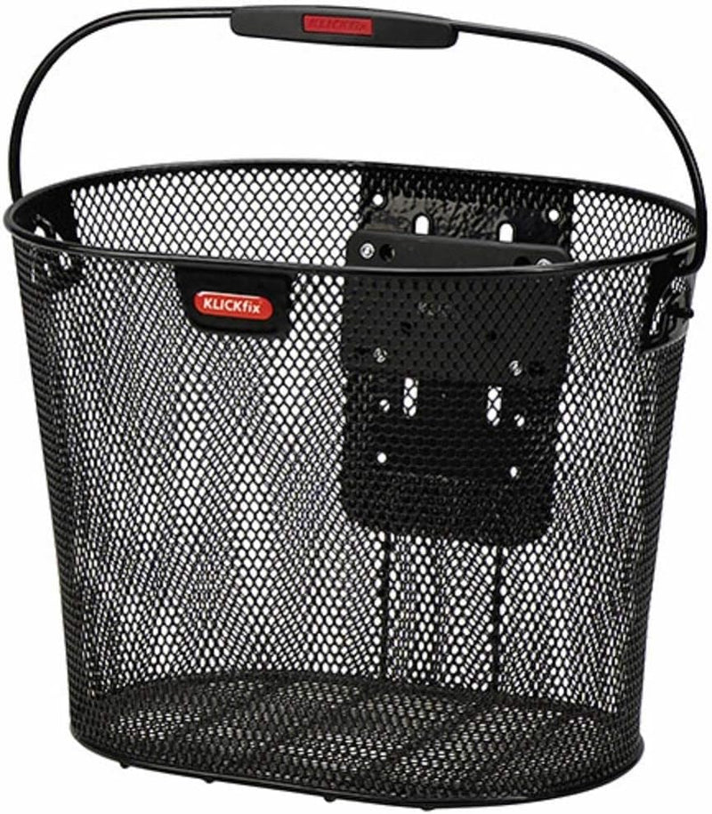KLICKfix Farradtasche Oval Plus Korb Lenkerkorb, Schwarz, 25 x 36 x 27 cm