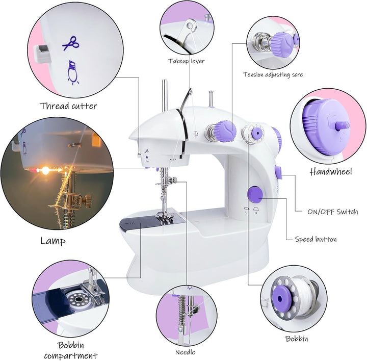 Easy Sewing Machine for Beginner Kid, Electric Portable Sewing Machine Lightweight, Small Household
