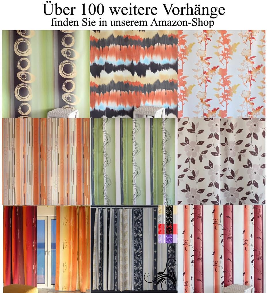 EASYHomefashion Hochwertige Fertiggardine Voile Store Deko Schal mit Stickerei Faltenband Bleiband B