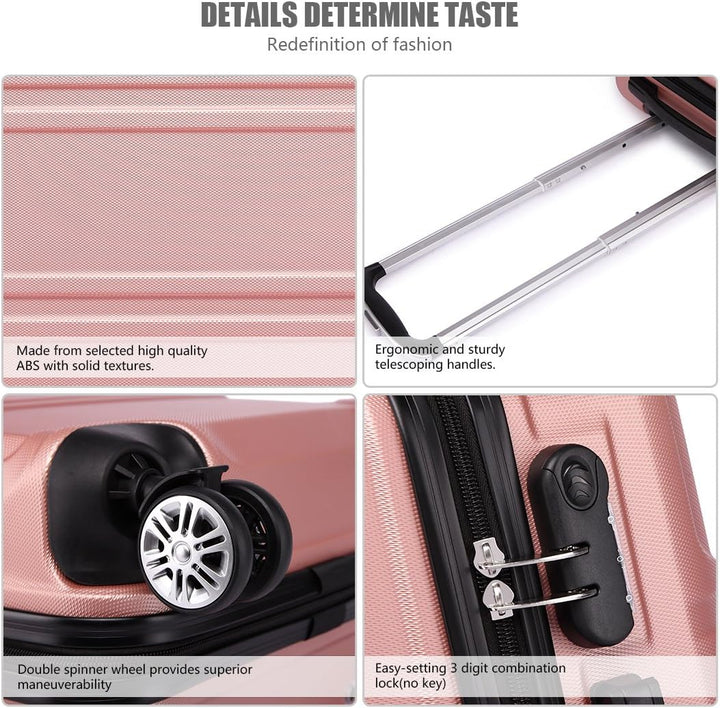 Kono 3er Kofferset PC Hartschalen-Koffer Reisekoffer Trolley Rollkoffer Set Reisekofferset ABS-M/L/X