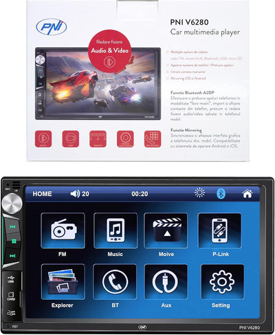 PNI V6280 Auto-Multimedia-Player mit Touchscreen, Bluetooth-Funktion, Mirror Link Android/iOS USB-Fu