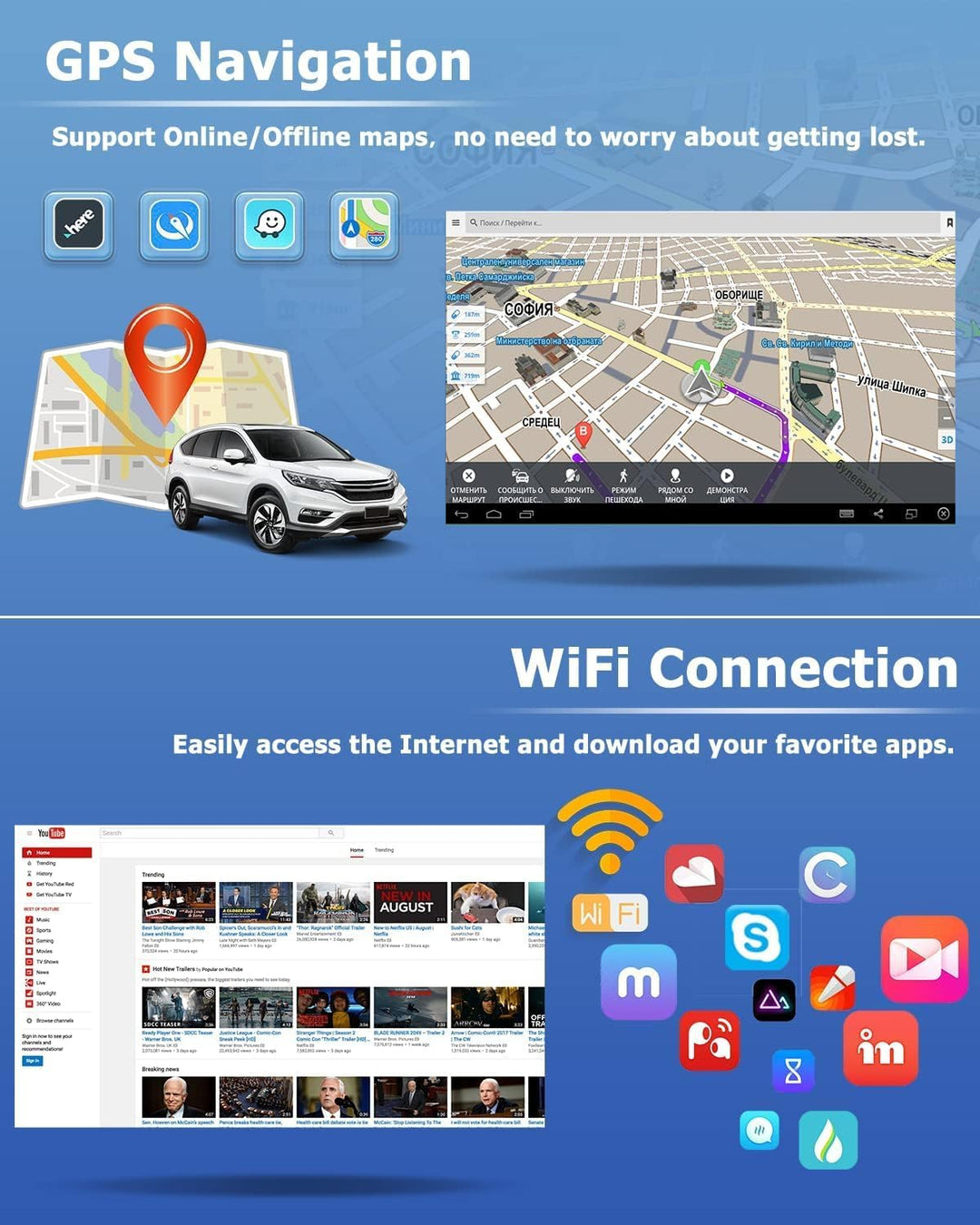 Hikity Wireless Carplay Autoradio mit Navi für VW Golf 5 6 Android Auto Radio mit Bildschirm 9 Zoll