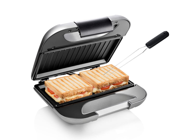 Sandwichmaker Silber Toaster für 2 Sandwiches Bratfläche 22 x 12cm, 750Watt