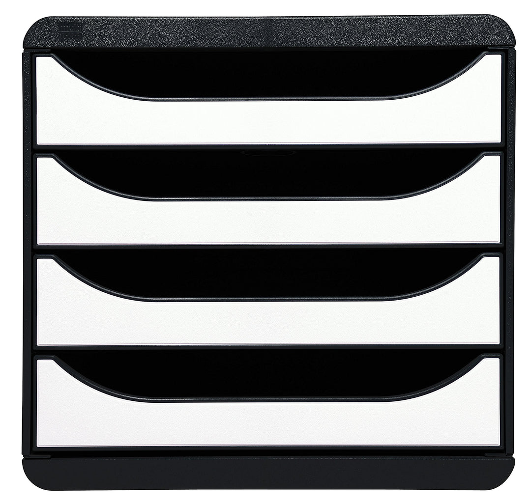Exacompta 3104213D Premium Ablagebox mit 4 Schubladen für DIN A4+ Dokumente. Belastbare Schubladenbo