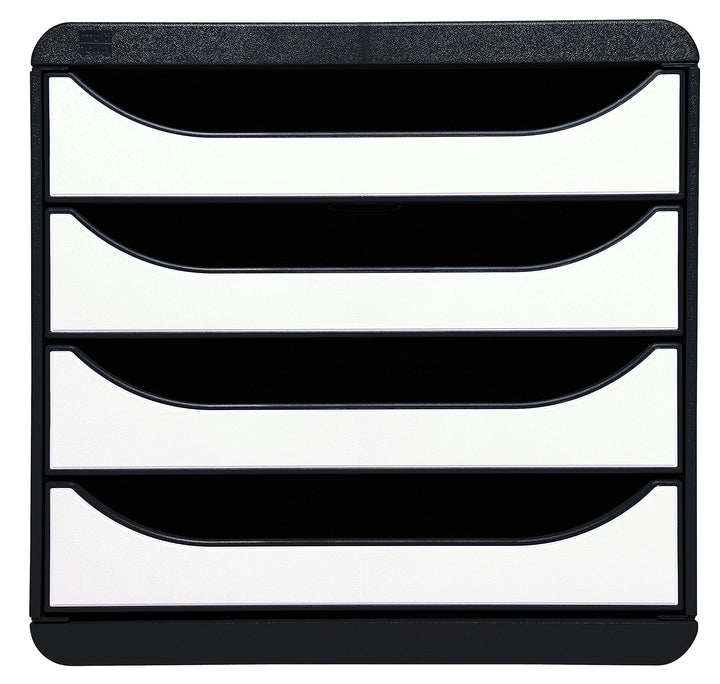 Exacompta 3104213D Premium Ablagebox mit 4 Schubladen für DIN A4+ Dokumente. Belastbare Schubladenbo