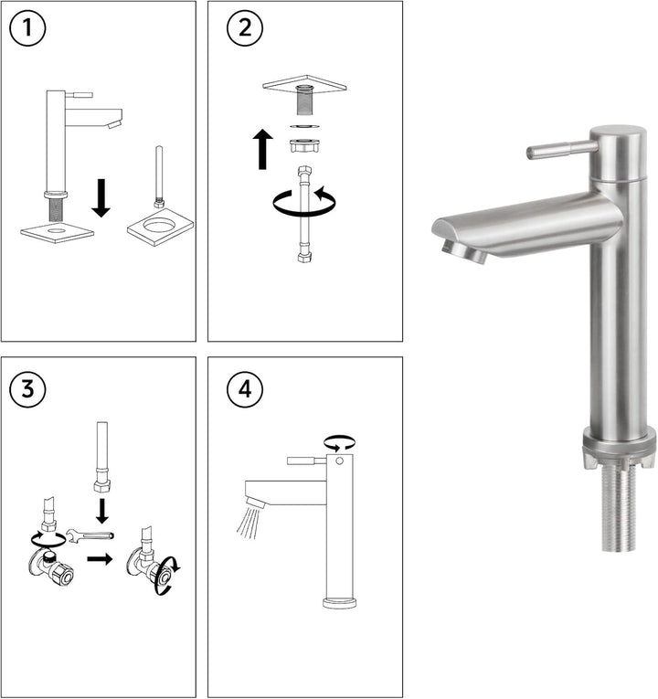 Kaltwasserhahn Gäste WC, SEMANEY Wasserhahn nur Kaltwasser für Badezimmer, Kaltwasser Armaturen aus