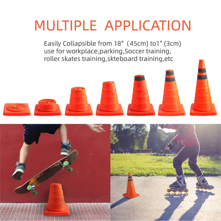 2Pack 18 Zoll zusammenklappbare Verkehrskegel/Verkehrskegelschild/Mehrzweck-Popup-Reflektierender Si