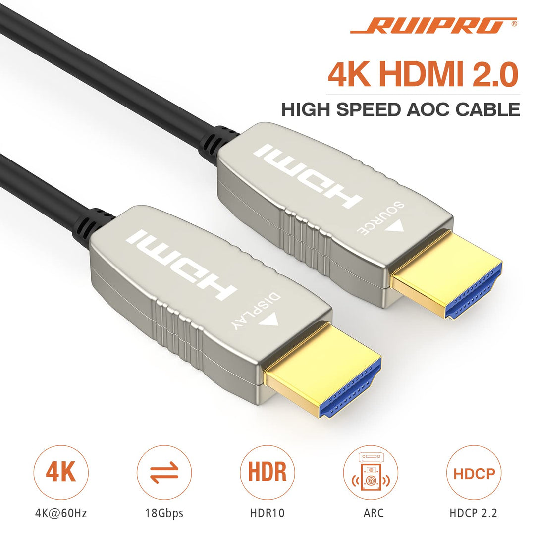 RUIPRO 4K Glasfaser HDMI Kabel 10 Meter 18Gbps 4K@60Hz ARC HDR10 Ultradünnes Flexibles HDMI 2.0b Kab