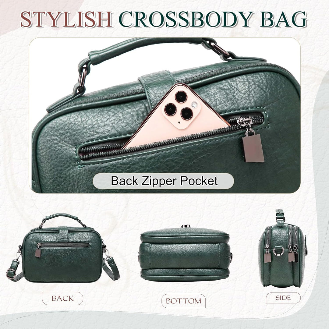 Kasgo Crossbody Bag Damen, Mode PU Leder Umhängetasche Schultertasche Klein Handtasche für Frauen mi