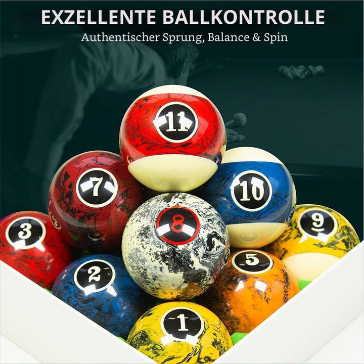 Premium 57mm Pool Ball Set - Durable Resin Billiard Balls Set for Professional & Home Game Rooms Sch