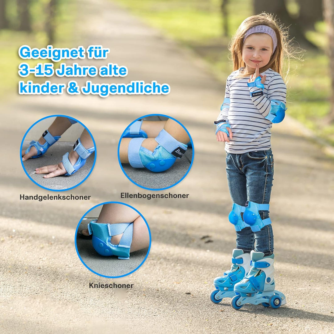 BOSONER Knieschoner Kinder Schoner Inliner Protektoren 6er Set Schützer Inliner Inline Skates Knie U