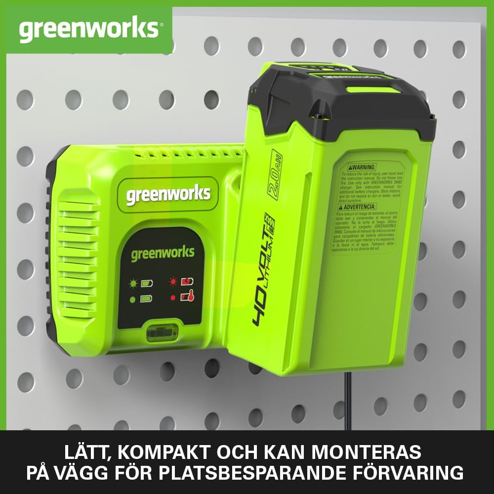 Greenworks 40V Akku Ladegerät - 40V 5A Schnellladegerät, erhöht die Batterielebensdauer, schnelles A