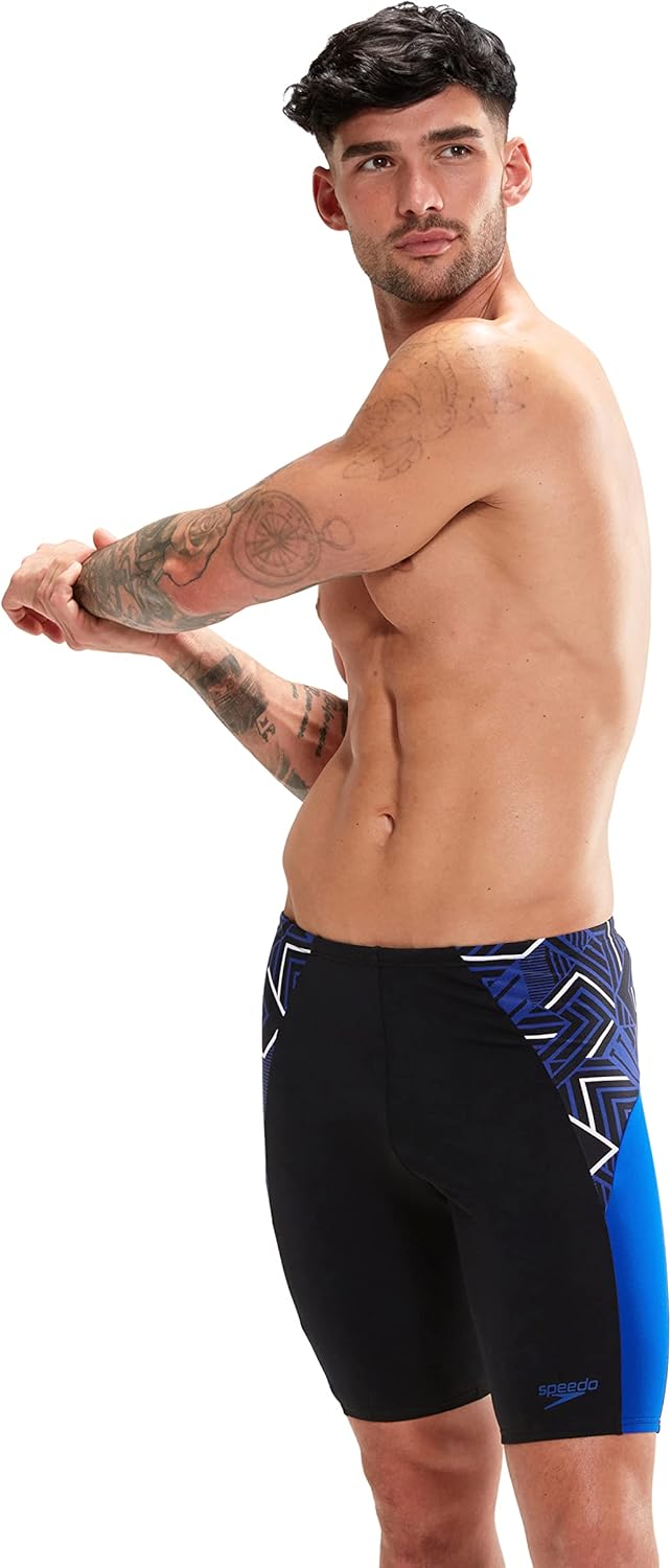 Speedo Herren Eco Endurance+ Splice II Badehose Schwarz/Chromblau/Weiss 1, Schwarz/Chromblau/Weiss 1