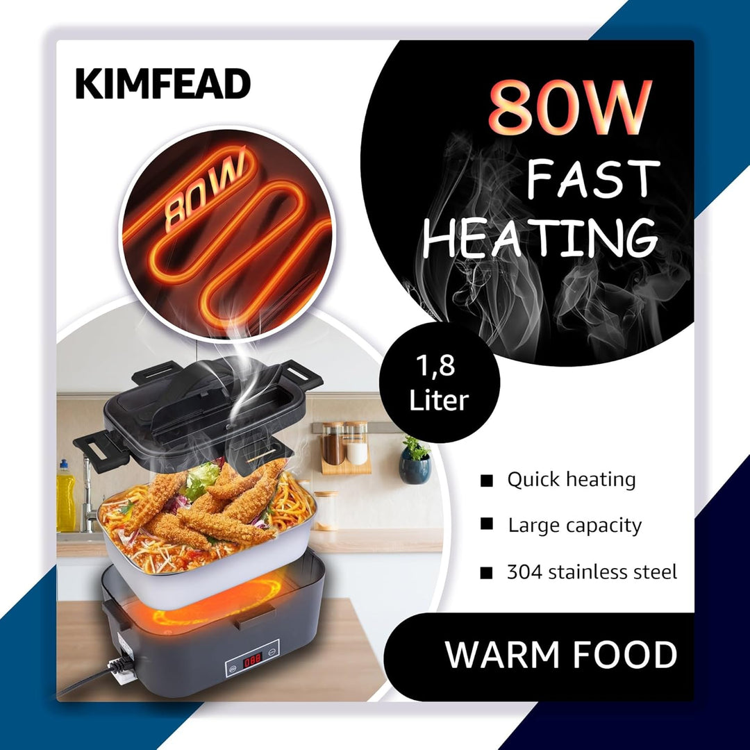 Kimfead Elektrische Lunchbox 80W Schwarz, Schwarz
