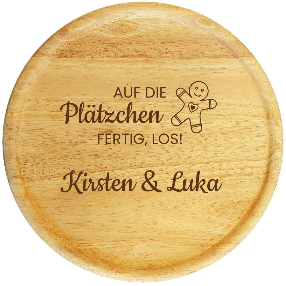 Servierteller 32 cm mit Gravur (Namen) Plätzchen Weihnachts-Teller - Geschenkidee zu Weihnachten aus