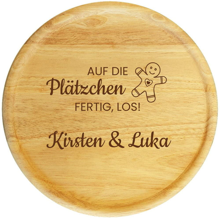 Servierteller 32 cm mit Gravur (Namen) Plätzchen Weihnachts-Teller - Geschenkidee zu Weihnachten aus