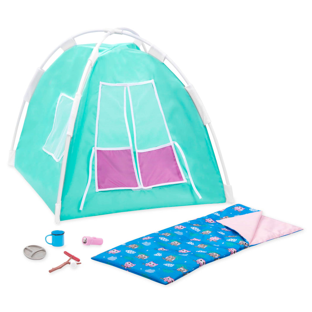 Our Generation – Camping-Set – Zelt & Schlafsack – 46 cm Puppenzubehör – Rollenspiel – Spielzeug für