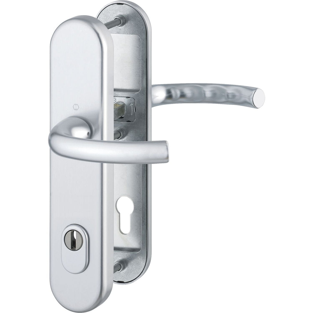 HOPPE 3894151 Sicherheits-Dürckergarnitur TÔKYÔ-Ö-Norm Entfernung 88mm, Aluminium Silber eloxiert, L
