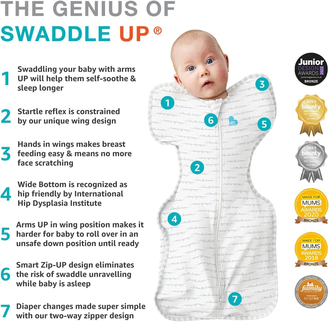 Love to Dream Swaddle UP, Neugeborene 2,2–3,8 kg – Rouge, eng anliegende Passform, unterstützt gesun