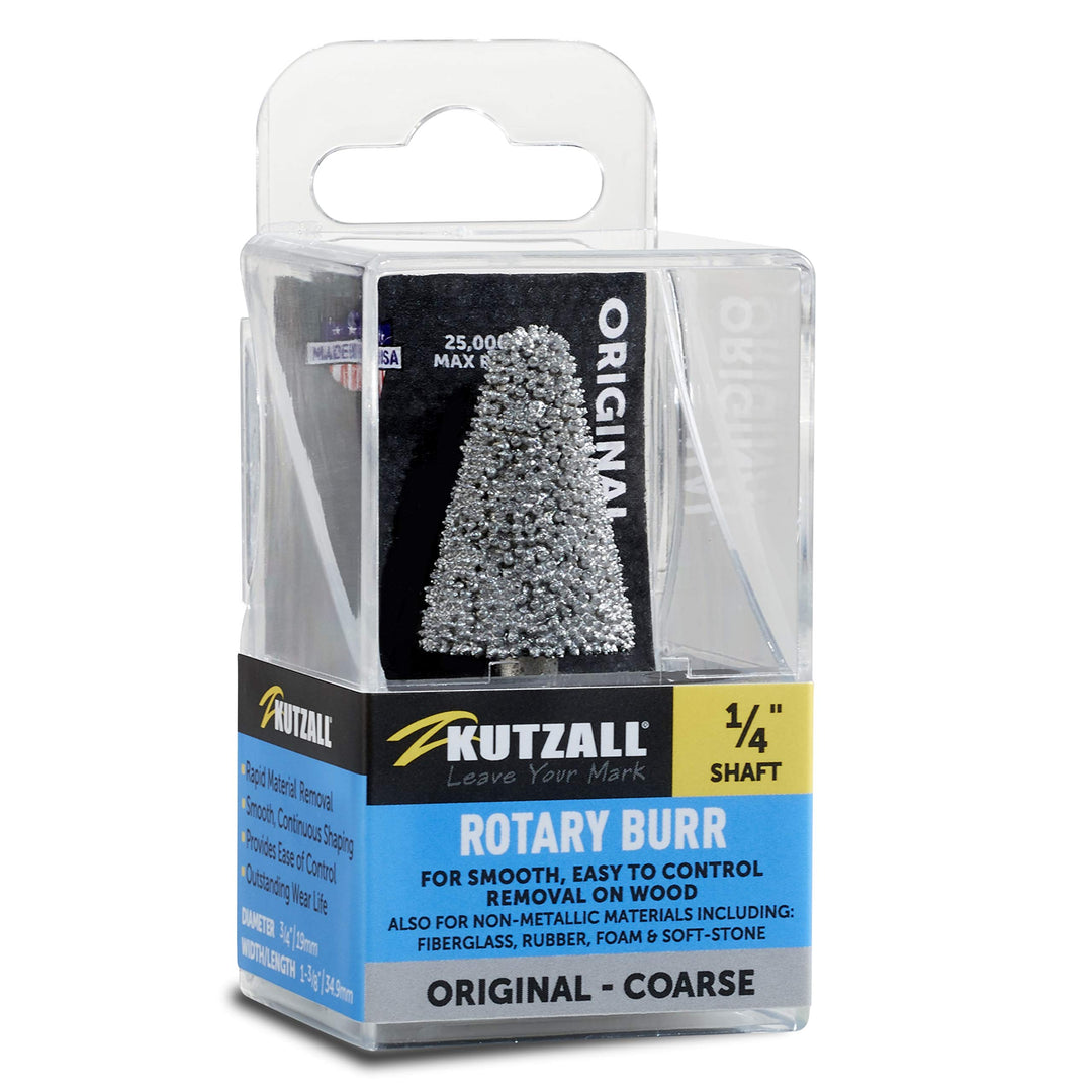 Kutzall Original Kegelfräser, 1⁄4" Schaft, grob - Holzbearbeitungsaufsatz für Bosch, DeWalt, Milwauk