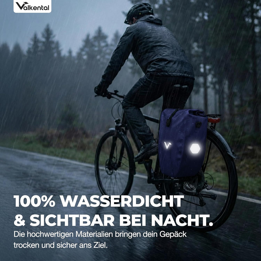 Valkental - Grosse &amp; wasserdichte Gepäckträgertasche - 28L Füllvolumen - Fahrradtasche für Gepäckträ