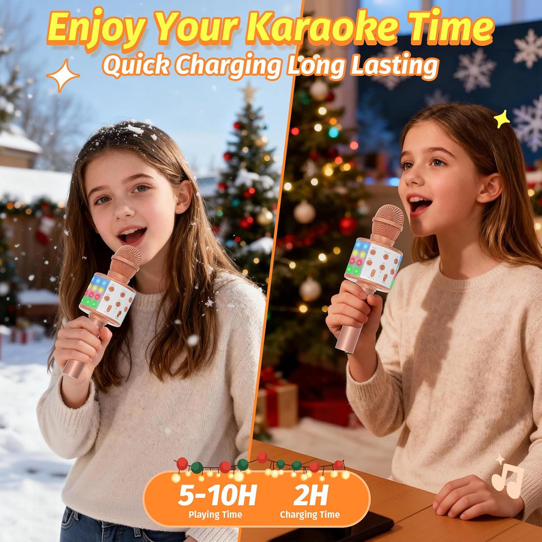 Fede Karaoke Mikrofon, Drahtloses Bluetooth Mikrofon für Kinder, Lustige Geschenke Spielzeug für Tee