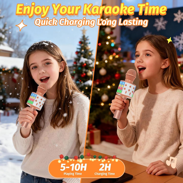 Fede Karaoke Mikrofon, Drahtloses Bluetooth Mikrofon für Kinder, Lustige Geschenke Spielzeug für Tee