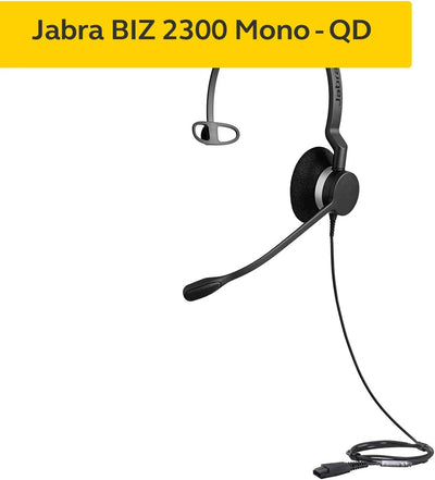 Jabra Biz 2300 Quick Disconnect UC On-Ear Mono Headset - Unified Communications Certified Noise-canc