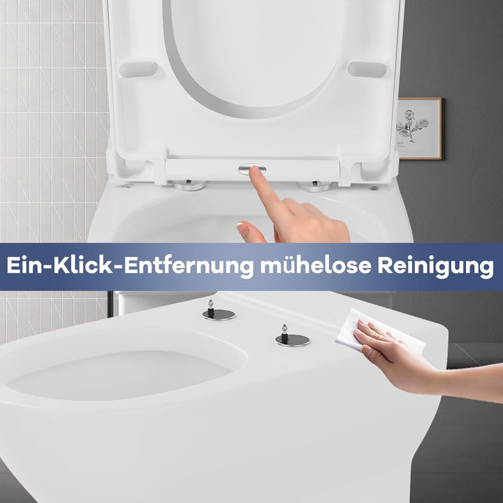 Toilettendeckel Mit Absenkautomatik Weiss – Antibakterieller WC Sitz Mit Quick-Release Funktion – Ei
