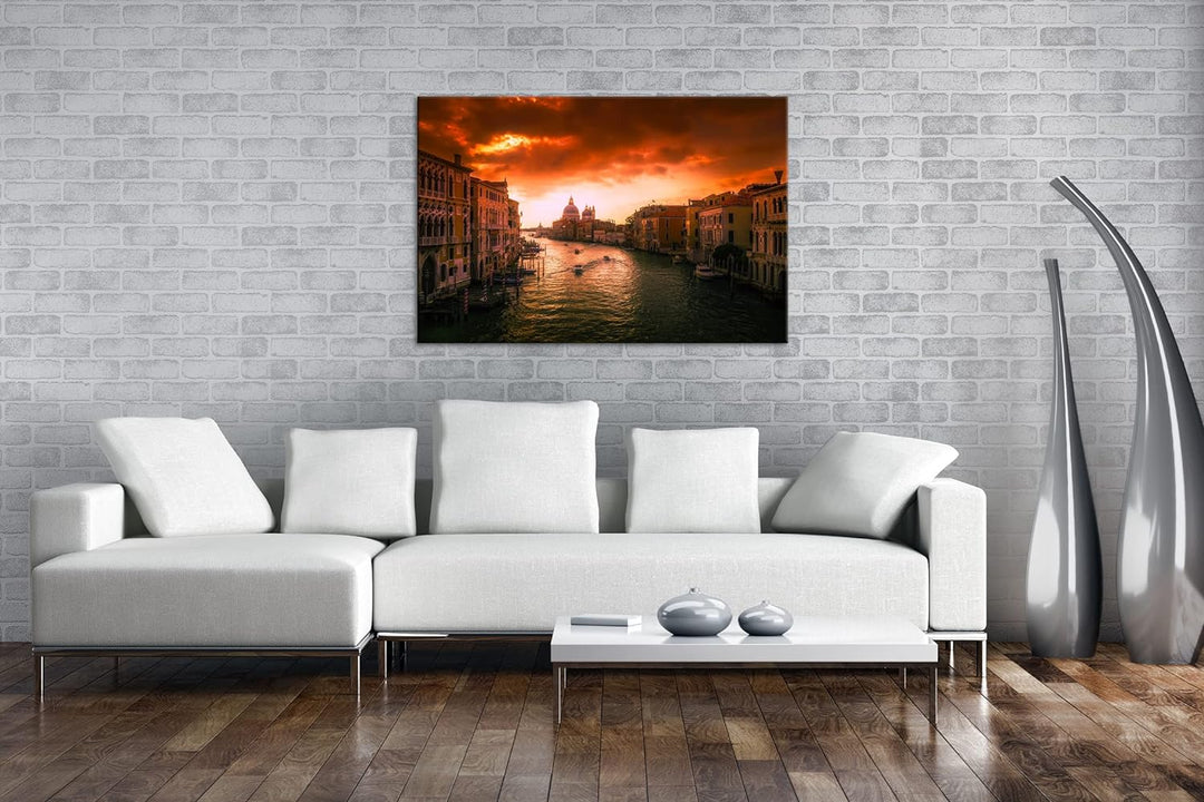 deyoli Flusslauf in Venedig Format:90x60 cm als Leinwandbild, Motiv fertig gerahmt auf Echtholzrahme