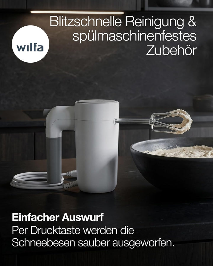 Wilfa Handmixer Easy Mix 350 I 350 Watt I 5 Geschwindigkeiten I Boost-Funktion und Auswurf-Funktion