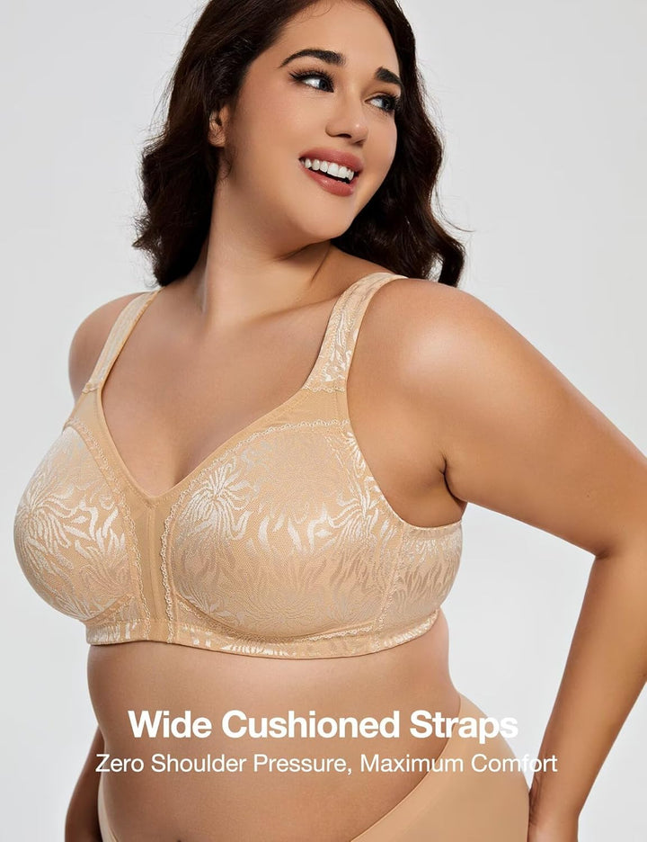 Deyllo Damen Vollschalen Minimizer BH Nicht Bügel Grosse Grössen BH Klassischer Dunkler Akt 80C, Dun