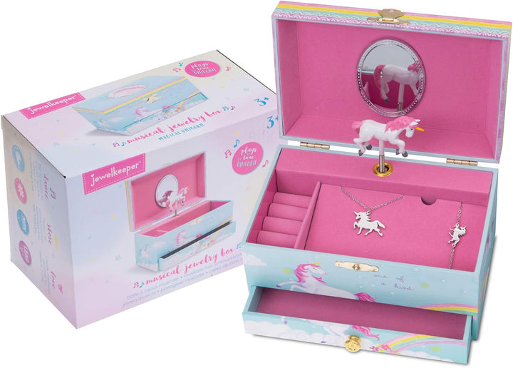 Jewelkeeper Einhorn Spieluhr &amp; Schmuckset für kleine Mädchen - Edelstahl - 3 Einhorngeschenke für Mä