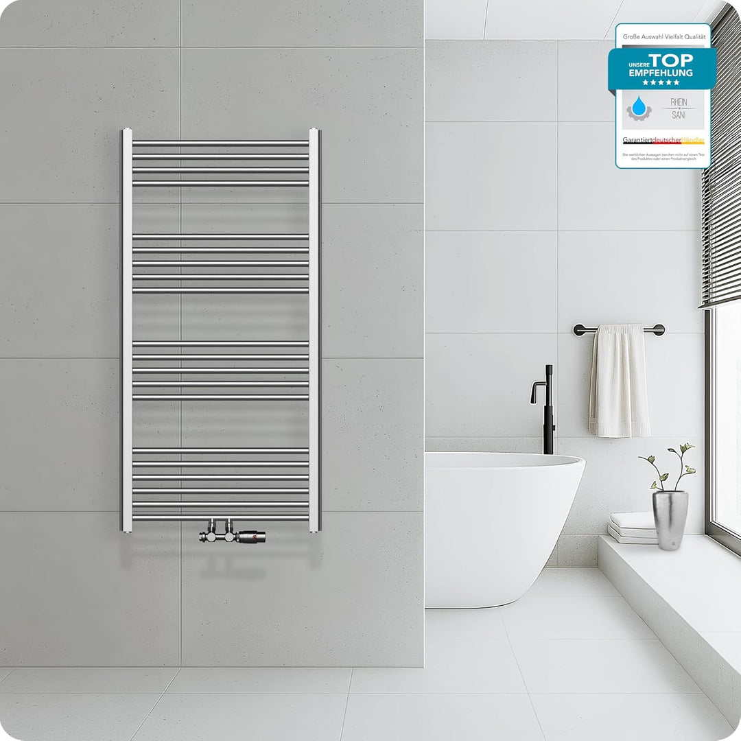 Belvit Badheizkörper, 1200x600 mm, 557 Watt, Mittelanschluss, Nabenabstand 50 mm, Qualitätsstahl, Ed