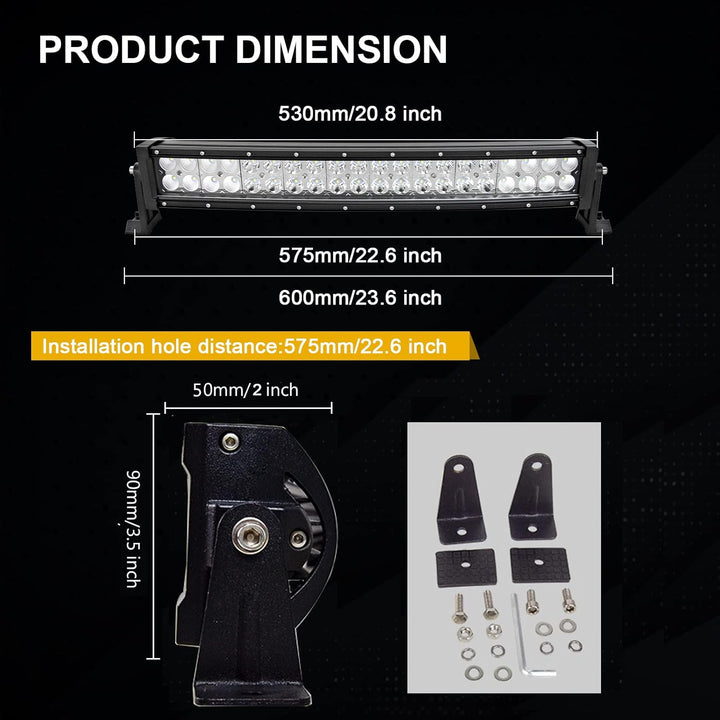 AUXTINGS LED Zusatzscheinwerfer Scheinwerfer 56 cm 120W gebogen LED Nebelscheinwerfer+ 10cm Flutligh