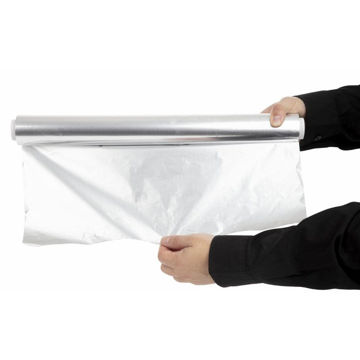 Vogue Alufolie für die Gastronomie - 440 mm x 75 Meter, Silber, mit gezackter Kante, 12 Mikron, Food