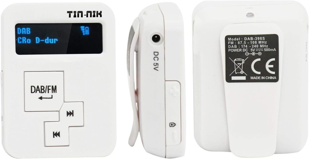 Tin-Nik DAB-398SD tragbares DAB/DAB+/UKW-Radio, digitales Taschen-RDS UKW-Mini-Radio mit wiederaufla