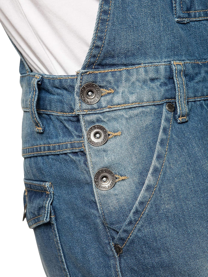 989Zé ENZO Latzhose für Herren, Jeansblau, Arbeitsmode, Latzhose, lässiger Overall, Jeans, Taillengr