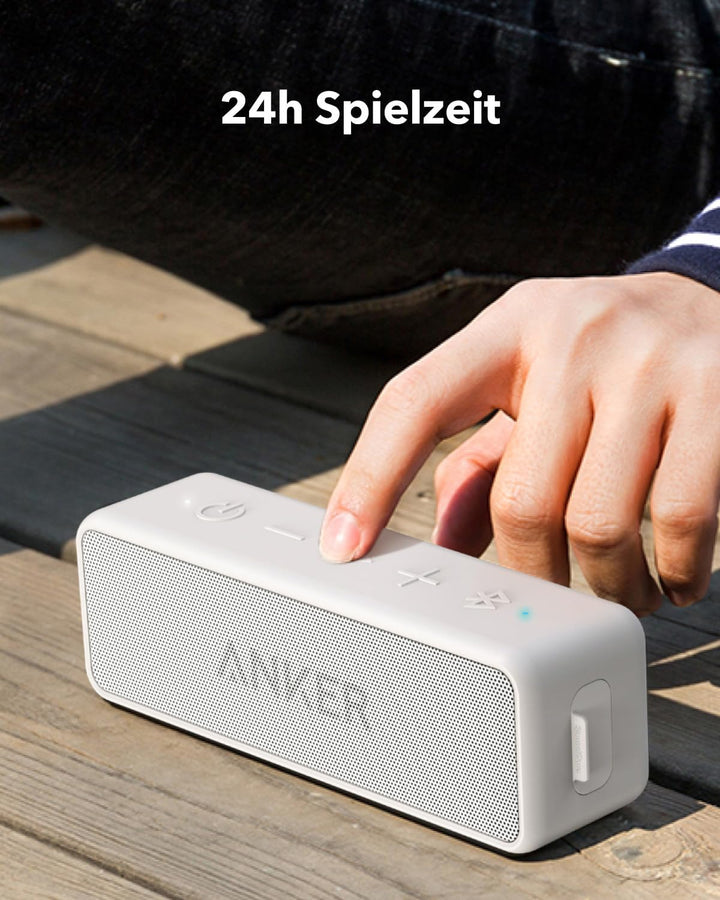 Anker SoundCore 2 Bluetooth Lautsprecher, Fantastischer Sound, Enormer Bass mit Dualen Bass-Treibern