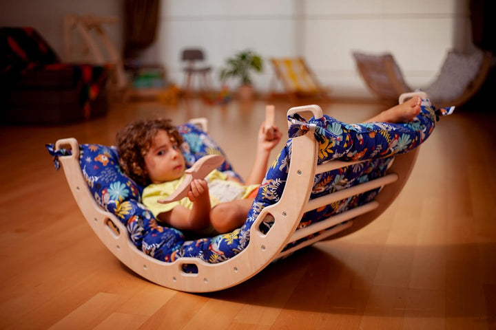 Kletterbogen –Montessori – Bogen mit Kissen | Wippe für Drinnen | Bogenwippe für Kinder | Unisex Dri