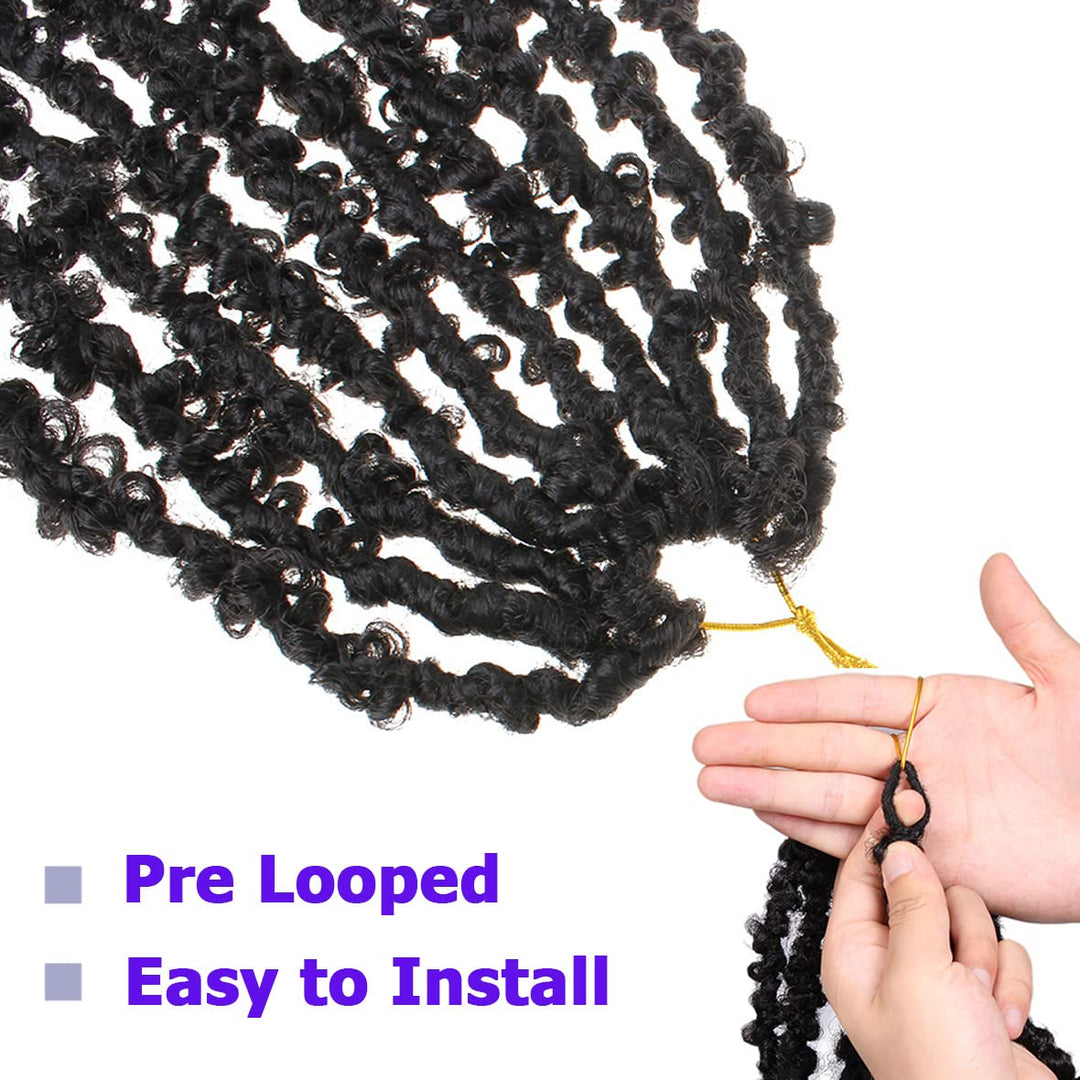 Leeven 12 Zoll Butterfly Faux Hair 6 Packs Pre Looped Distressed Locs Crochet Braids Hair Extensions