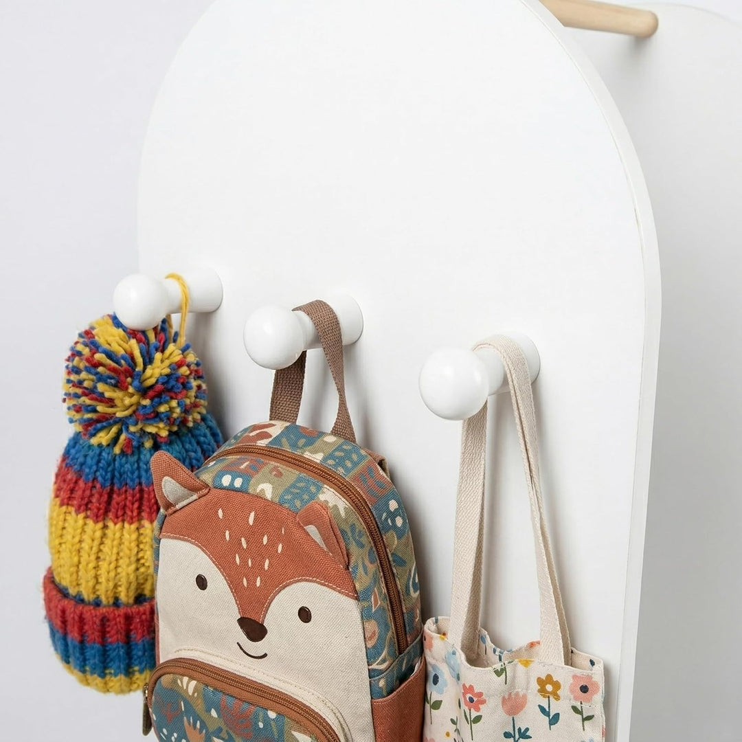 Relaxdays Kindergarderobe, 3 Haken, Kleiderstange & Aufbewahrungsbox, HxBxT: 108 x 97 x 35 cm, Kinde
