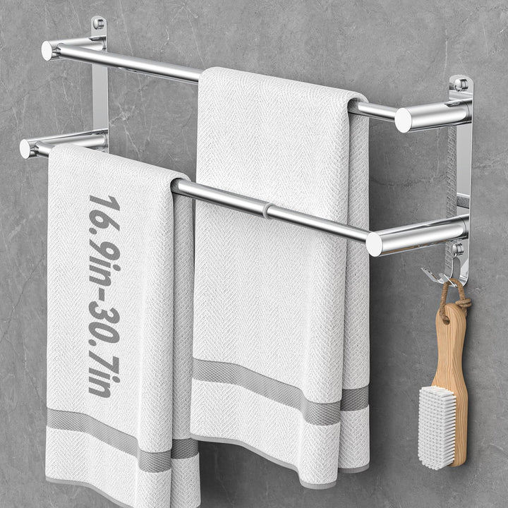Handtuchhalter Ausziehbar 43-78CM ohne Bohren Edelstahl doppelt handtuchstange Bad Wand kleben badet
