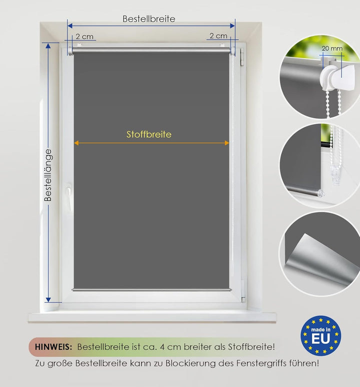 Rikmani Thermorollo ohne Bohren Lichtblick Klemmfix Hitzeschutz Verdunkelungsrollo Wandmontage Sicht