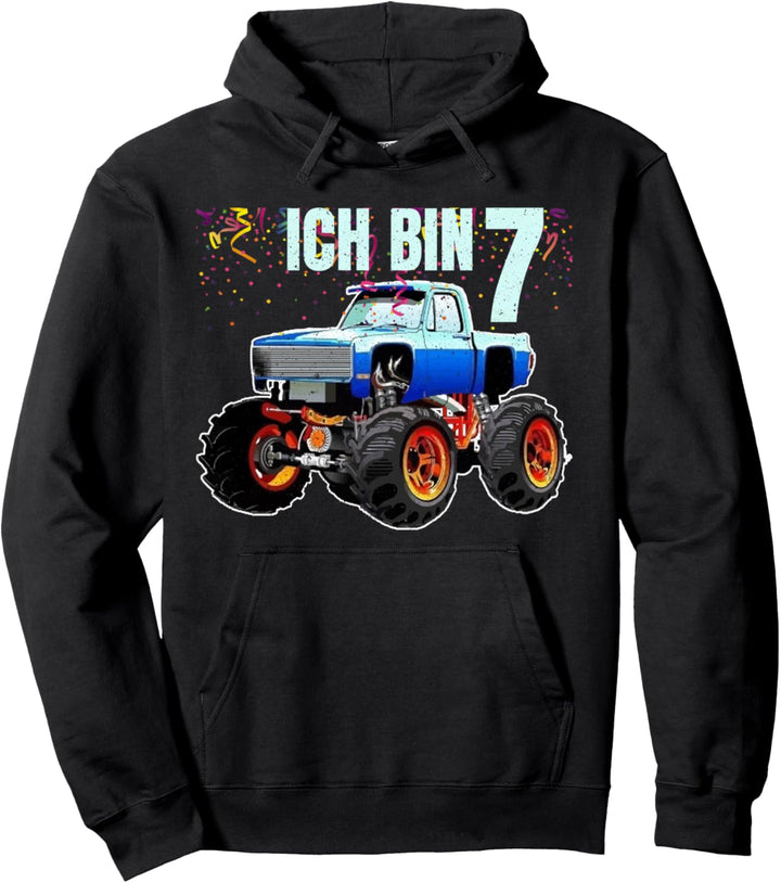 Monster Truck Geburtstags Geschenk Ich bin schon 7 Jahre Pullover Hoodie