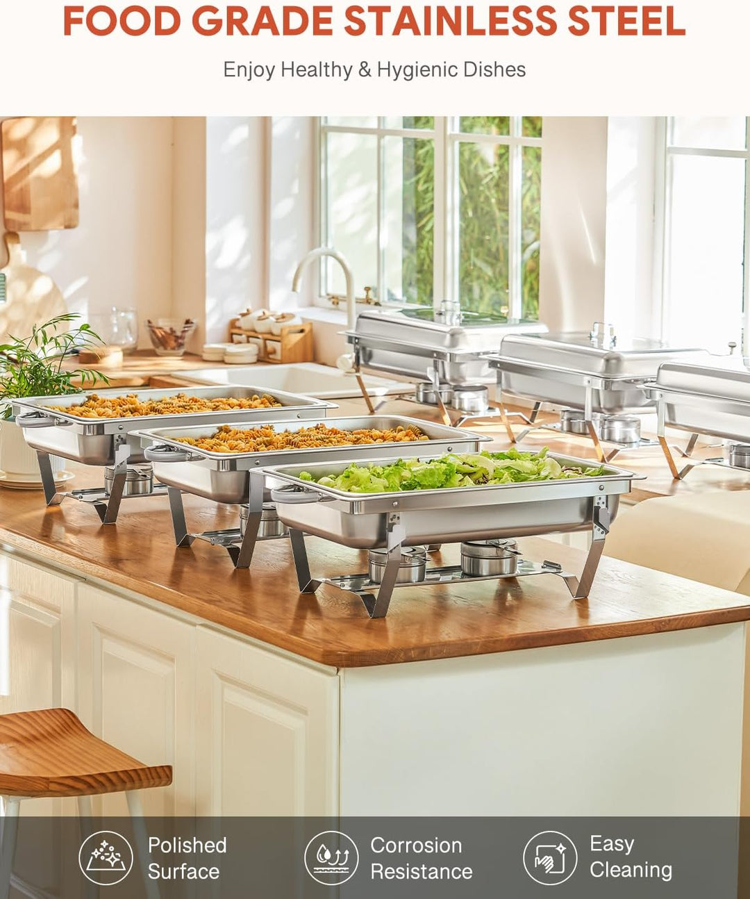 Wilprep Chafing Dish Speisewärmer 9L 6pcs Edelstahl Warmhaltebehälter Wärmebehälter Edelstahl Buffet