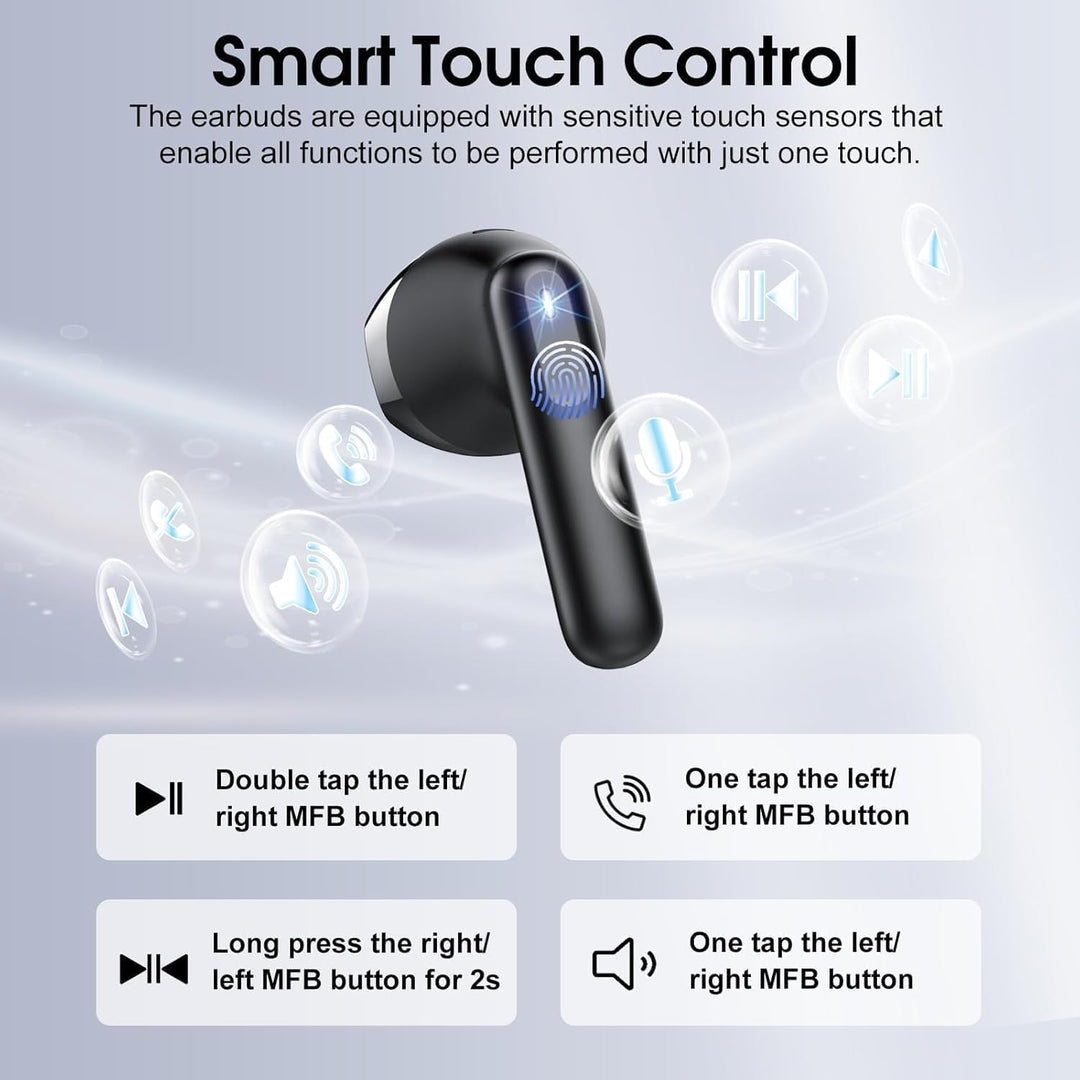 Bluetooth Kopfhörer 5.4, 2026 Kopfhörer Kabellos Bluetooth In Ear mit 4 ENC Noise Cancelling Mics, 4